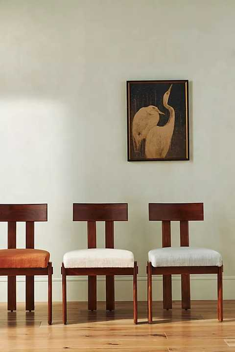 Plush Cushion Upholstered Oak Wood Dining Chairs
