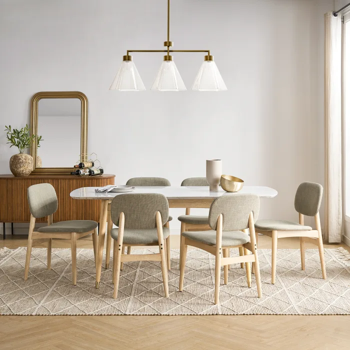 Natural Grey Wood Frame Dining Chairs