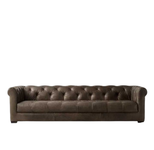 Luxurious Sofa Living Room Furniture Long Continuous Frame Comfortable Chesterfield Leather Sofas