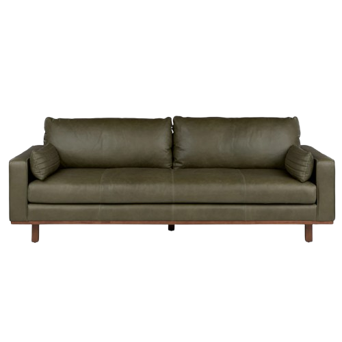 Mid-Century Sofa with Smooth Leather