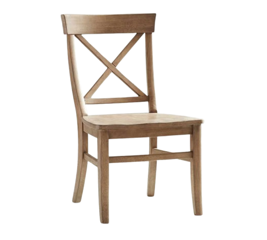 Wood Cross Back Upholstered Chair