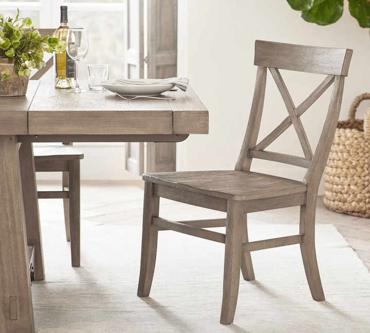 Wood Cross Back Upholstered Chair