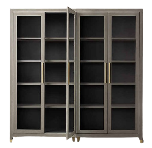 Solid Wood 4-Doors Glass Display Cabinet