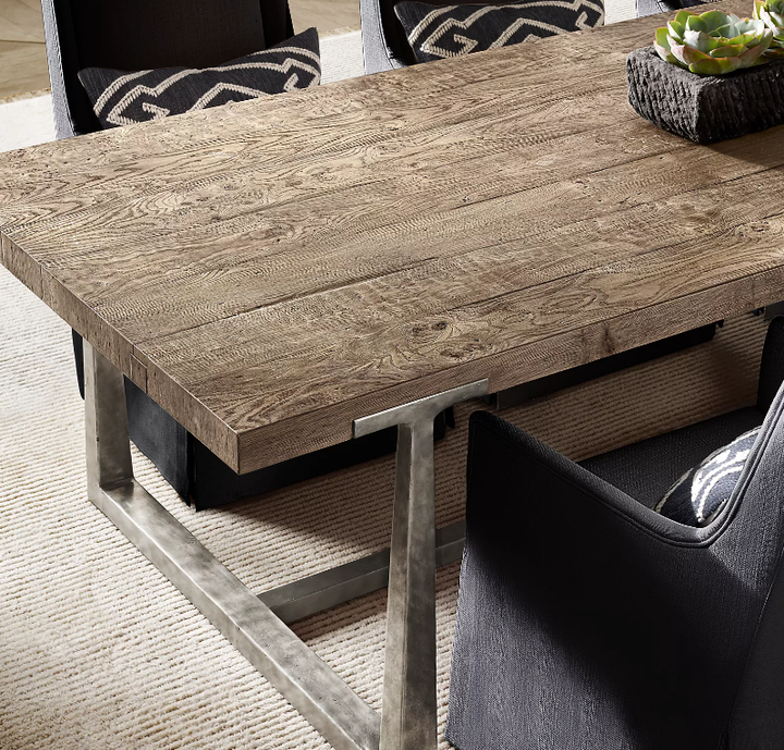 Thick Oak Wood Durable Aluminum Leg Square Dining Tables
