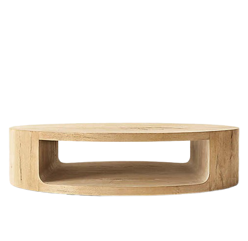 Living Room Furniture Handcrafted Oak Wood Open Round Coffee Table