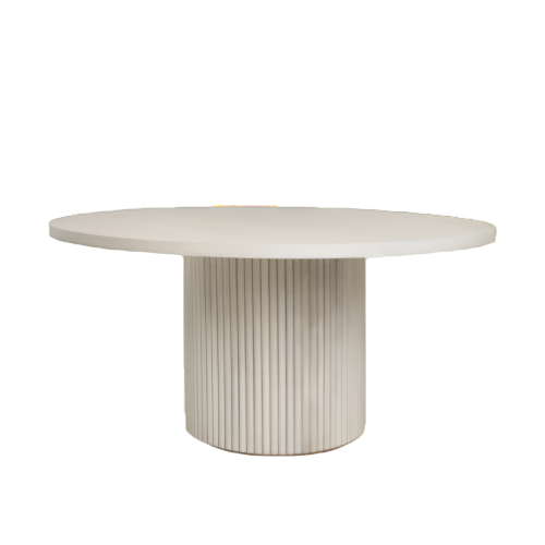 White Indoor Round Solid Wooden Dining Tables
