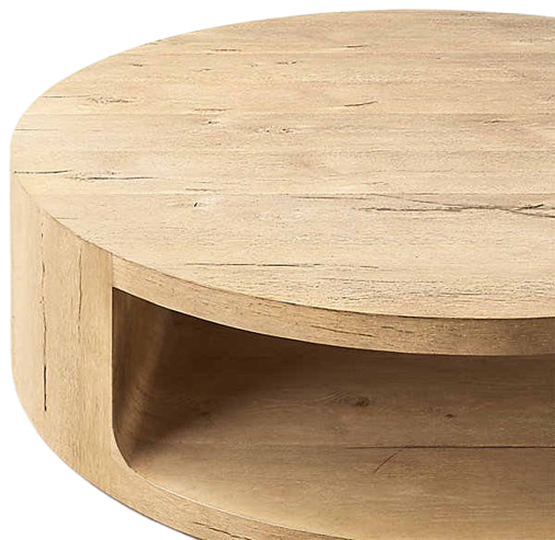 Living Room Furniture Handcrafted Oak Wood Open Round Coffee Table