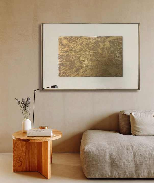 Wall art painting linen copper plate metal photo frame