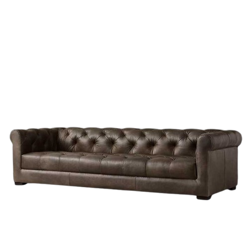 Luxurious Sofa Living Room Furniture Long Continuous Frame Comfortable Chesterfield Leather Sofas