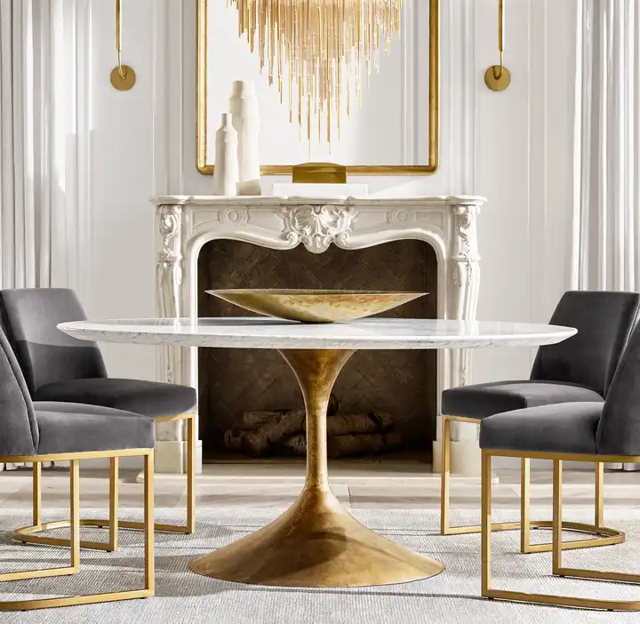 Modern Dinning Chair Luxury Upholstered Curved Iron Cast Restaurant Metal Frame Dining Room Chairs