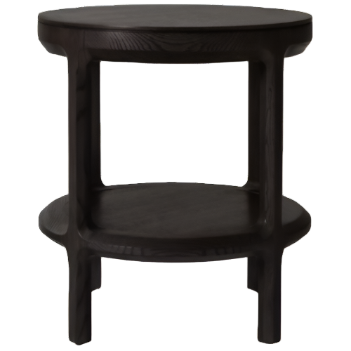 Round Wooden Simple Black Side Table