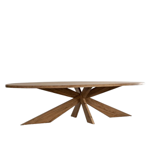 Luxury Design Table Living Room Furniture Oval Shape Solid Oak Wood Natural Dining Tables